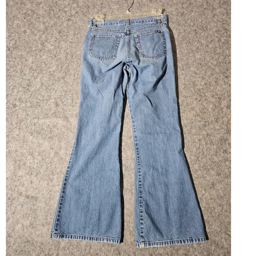 Old Navy Jeans Girls 14 Blue Floral Embroidered Flare Leg Vintage